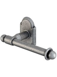 Wrought-Steel Euro Toilet-Paper Holder with Arched Rosette in Antique Steel.